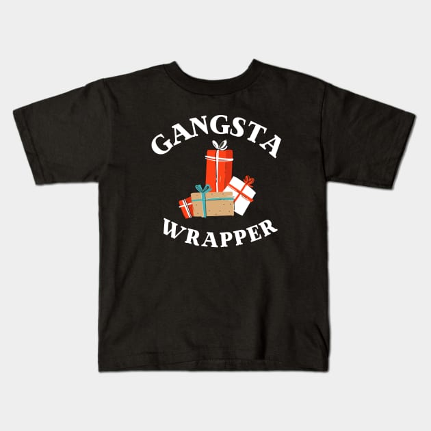 Gangsta Wrapper, Funny Christmas holiday pun Kids T-Shirt by ArtfulTat